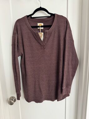 C&C California Waffle Knit Top - Mauve Taupe